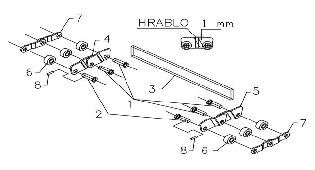 Hrablov etz o roztei 1,5" (38,1 mm)