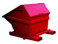 Kippcontainer für Abfall mit Einfachboden und Deckel 